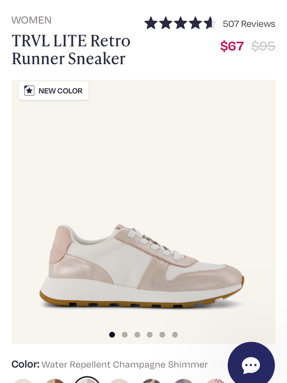 Toms TRVL LITE Retro Runner Sneaker - Champagne Pink/White